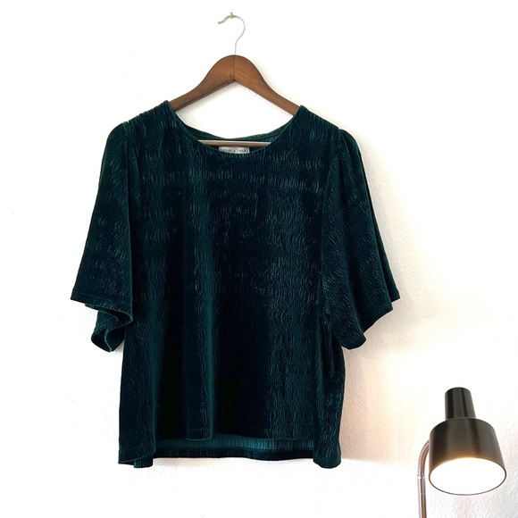 Texture & Thread Madewell Green Micropleat Blouse - Picture 1 of 8